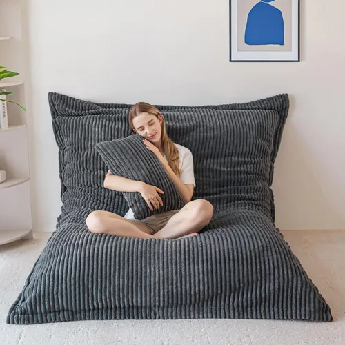 Vista 18 de MAXYOYO Puf gigante con almohada, silla convertible 3 en 1 Gris ceniza
