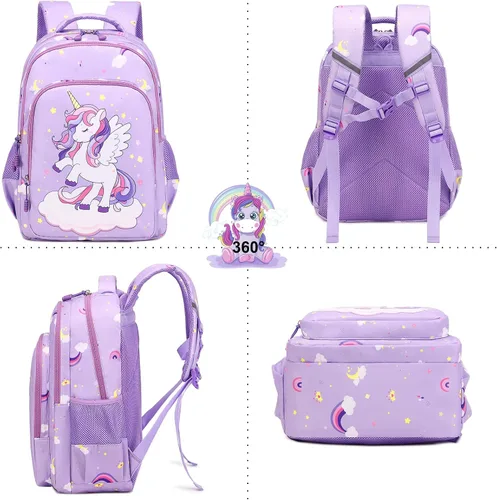 Vista 58 de Juego de mochila para niñas con diseño de unicornio, mochila escolar para niños, mochila para libros para niñas, set 3 en 1, regreso a clases