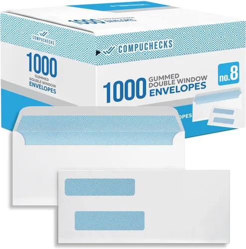 Vista 10 de Compuchecks Sobres de doble ventana #8 – Sobres de cheque de correo de seguridad – A prueba de manipulaciones, tinte de seguridad – 50
