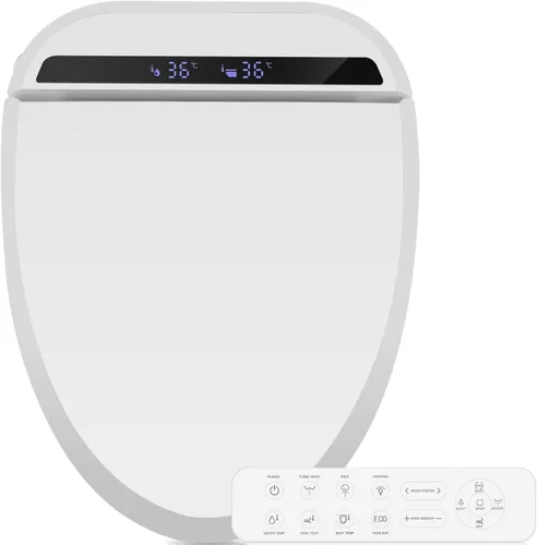 Vista 11 de YOURLITE Asiento de inodoro de bidé eléctrico con agua caliente, bidé con secado de aire caliente, asiento con calefacción con boquilla