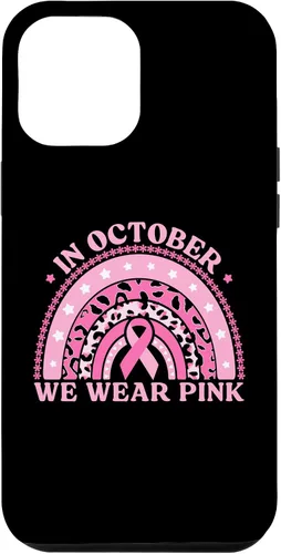 Vista 6 de iPhone 14 En octubre usamos funda para cáncer de mama de leopardo rosa arcoíris 2023