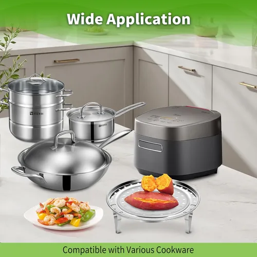 Vista 5 de Estante de vapor para cocinar, estante de vapor de acero inoxidable, bandeja de vapor con patas extraíbles para olla a presión instantánea, cesta