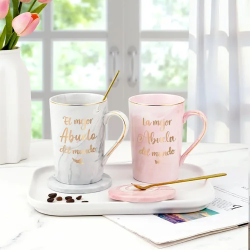Vista 9 de Maustic Abuela Abuelo Regalos en español, Las Mejores Tazas de Café de Abuela y Abuelo, Tazas de Café de la Mejor Abuela y Abuelo del Mundo, Regalos