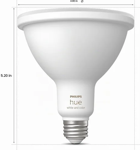 Vista 2 de Philips Hue Bombilla LED inteligente PAR38 de 100W - Luz de ambiente blanca y de color que cambia de color - 1 paquete - 1300LM - E26 - Para