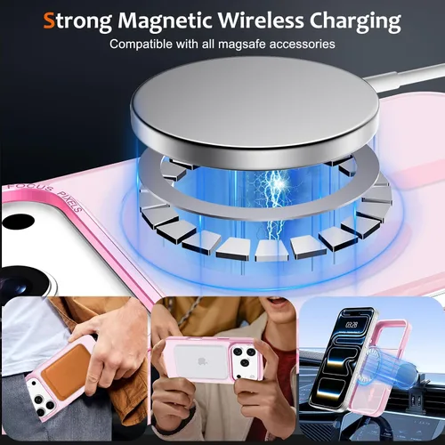 Vista 467 de Anuck - Funda magnética para iPhone 11 compatible con MagSafe, carcasa trasera mate translúcida dura, borde de TPU, delgada, resistente a impactos