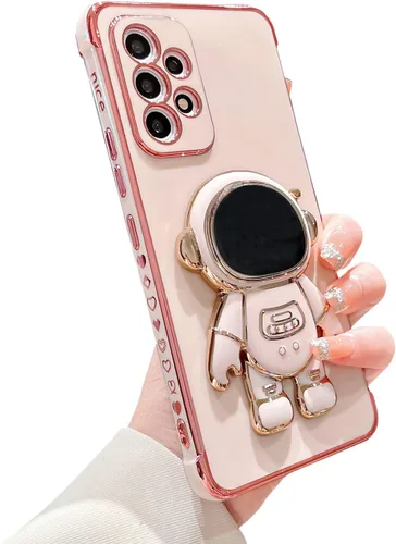 Vista 62 de phylla para Samsung Galaxy A12 Funda de Teléfono con Soporte Oculto de Astronauta Chapado en Oro de Lujo Lindo Astronauta Lateral Lindo