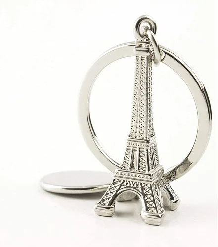 Vista 8 de wpeng decoración preciosa 3d Souvenir Llavero en París la torre Eiffel en Francia (plata)