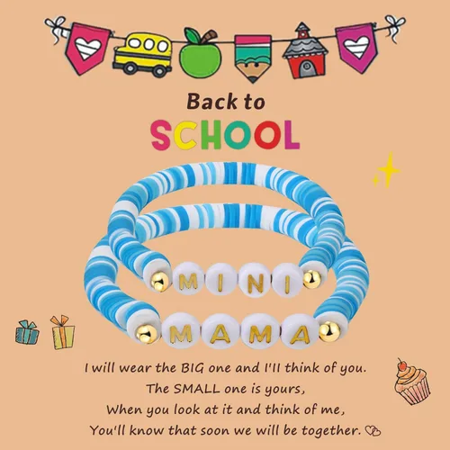 Vista 8 de Pulsera para el primer día de Shcool Kindergarten de primer grado para el regreso a clases, regalos para mamá e hija, pulseras para mamá e hija