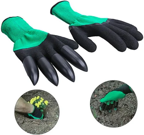 Vista 4 de 1 par de guantes de jardinería unisex para excavar en el jardín, macetas de flores, ajuste universal