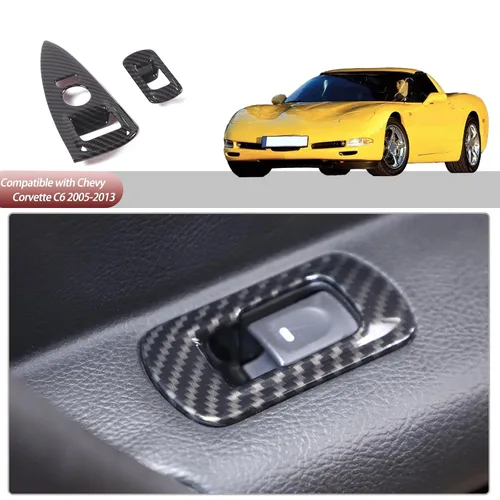 Vista 6 de Cubierta para interruptor de elevación de ventana compatible con Chevy Corvette C6 2005-2013, puerta de automóvil, ventana de vidrio, panel de botón