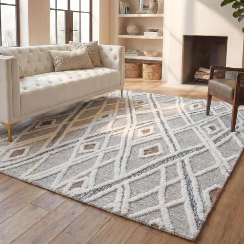 Vista 27 de SAFAVIEH Casablanca Collection - Alfombra decorativa de 2 x 3 pies, color marfil y marrón, lana marroquí hecha a mano, ideal para zonas de alto