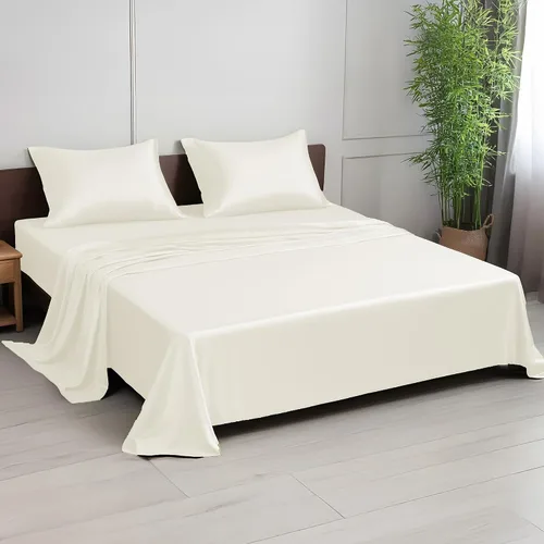 Vista 16 de Linenwalas Juego de sábanas de alta calidad 100% viscosa derivada de bambú, ultra suave, transpirable y refrescante, ideal para personas que duermen