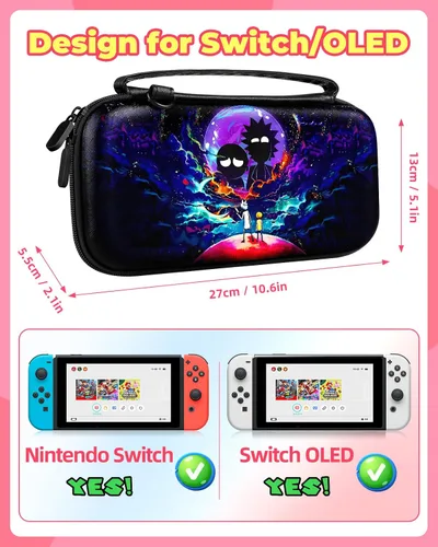 Vista 2 de Xinocy Carrying Case for Nintendo SwitchSwitch OLED Travel Carry Cases for Teen Girls Kids Boys Cute Cartoon Design Aesthetic Portable Hard Shell