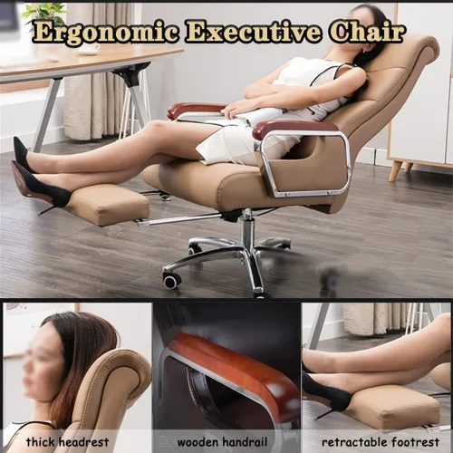 Vista 4 de Silla ejecutiva, silla de escritorio para computadora para personas pesadas, silla reclinable de gran angular, silla de juegos cómoda, silla