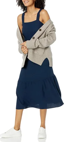 Vista 4 de Tienda Essentials - Vestido midi de verano para mujer, de sarga, fluido, escalonado