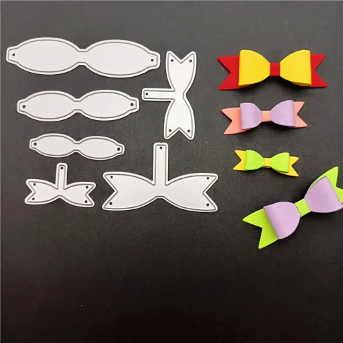 Vista 6 de Juego de 3 juegos de 3 lazos 3D de metal con moño, troqueles de corte, plantillas en relieve, molde de plantilla para decoración de tarjetas y álbum