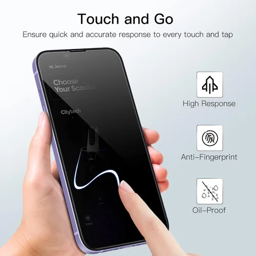 Vista 6 de JETech Protector de pantalla de privacidad para iPhone 14 Plus, paquete de 2 Vidrio templado de cobertura completa, protección de borde a borde