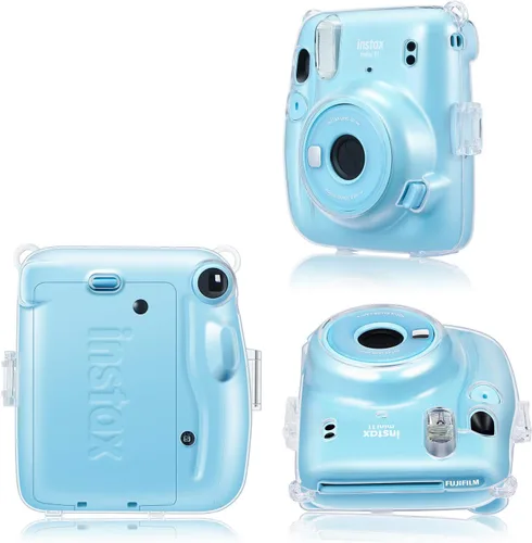 Vista 6 de Fintie Funda protectora transparente para cámara Fujifilm Instax Mini 11 de película instantánea - Carcasa rígida de cristal con correa de hombro