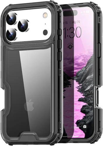 Vista 27 de AICase para iPhone 17 Transparente, Resistente Duradera de 3 Capas de Cristal Transparente [No amarillea]