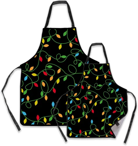 Vista 9 de Remimi Juego de 2 delantales de Navidad, impermeables, delantales de chef de cocina a juego para padres e hijos