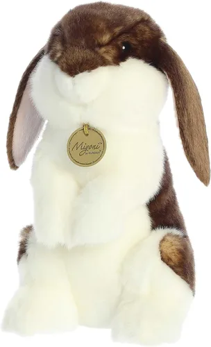 Vista 5 de Aurora® Realistic Miyoni® Sitting Pretty™ English Lop Rabbit - Animal de peluche - Detalle realista - Compañerismo apreciado - Marrón 10 pulgadas