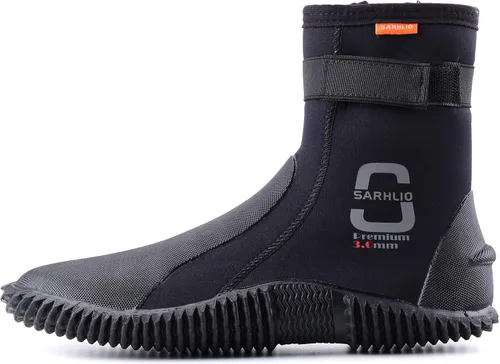 Vista 5 de Botas de buceo de neopreno con cremallera de alta calidad de 0.118 in y 0.197 in con suela antideslizante para deportes acuáticos, buceo, esnórquel