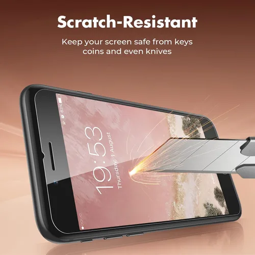 Vista 4 de UNBREAKcable Protector de pantalla de vidrio templado inastillable para iPhone SE 2022/SE 2020, iPhone 8/7 [2 unidades] [99.99% transparente HD]