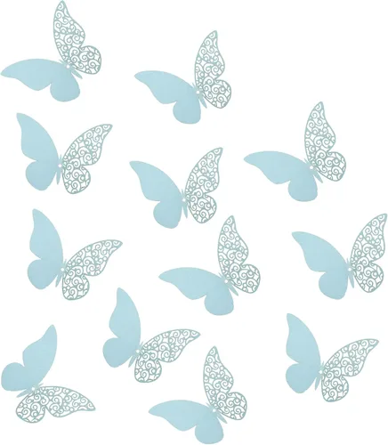 Vista 6 de 12 calcomanías de pared de mariposa 3D, decoración de pared de bricolaje, mariposas de papel extraíbles, decoración de dormitorio de niños y boda