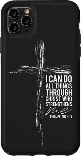 Vista 20 de iPhone 12 mini versículo religioso cruz teléfono casos hombres papá Filipenses 4:13 caso