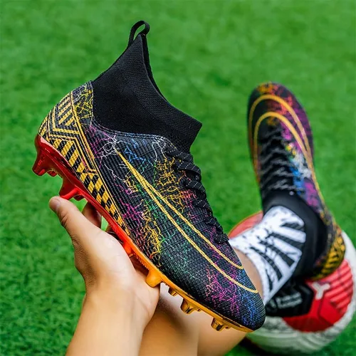 Vista 5 de Zapatos de fútbol para hombre, zapatos de fútbol profesionales, transpirables, atléticos, para exteriores, interiores, TF AG