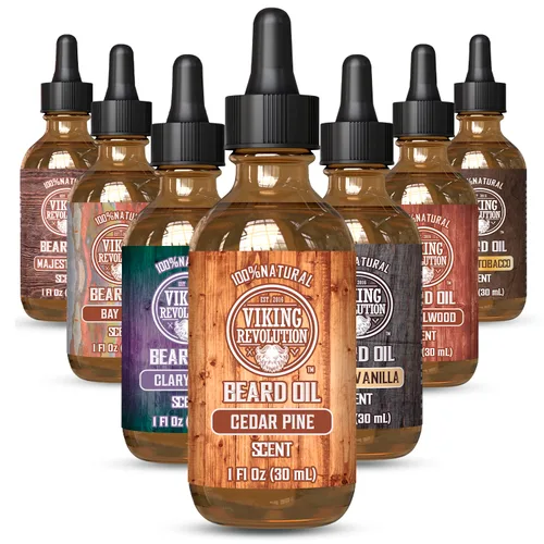 Vista 20 de Viking Revolution Aceite de barba de ron de bahía para hombres, suavizante y acondicionador natural con aceites de argán y jojoba para fortalecer e