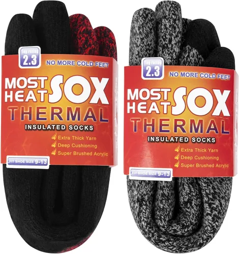 Vista 17 de Calcetines térmicos para hombre, calcetines de invierno cálidos para clima frío con temperaturas extremas A1-azul (2 pares)