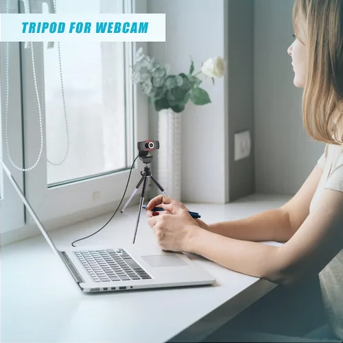 Vista 6 de Mini trípode para cámara web y teléfono, soporte de cámara web extensible de metal de 4 a 9 pulgadas con soporte para teléfono, trípode de mesa