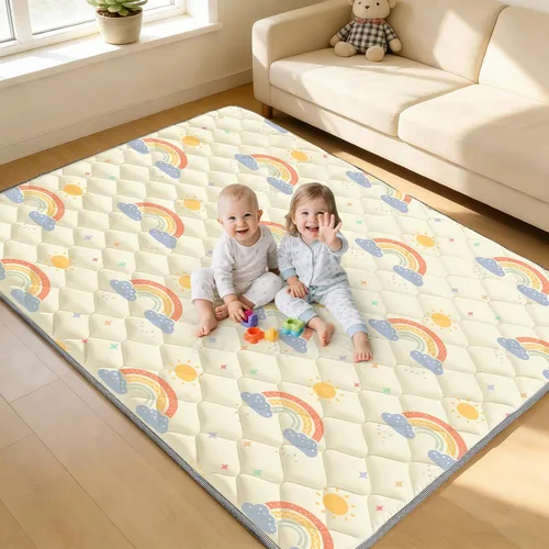 Vista 9 de Tapete de juego de 47 x 47 pulgadas para corralito – Tapetes de juegos de espuma gruesa y suave para bebés y niños pequeños – Tapetes de juego