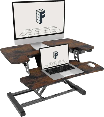Vista 11 de FLEXISPOT Convertidor de escritorio de pie motorizado de 32 pulgadas, elevador de escritorio eléctrico para estar de pie, soporte de escritorio