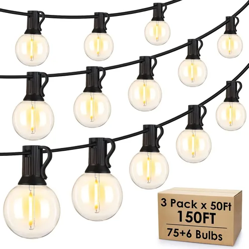 Vista 15 de Mlambert - Cadena de luces para exteriores de 50 pies, luces de globo G40 para patio con 25+2 bombillas LED impermeables y a prueba de roturas