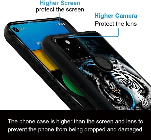Vista 1884 de Compatible con Google Pixel 4A 5G Mobile Case Creative Acrylic Panel trasero Silicona Protección Grip especialmente diseñado para Google Pixel 4A 5G