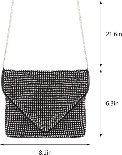 Vista 7 de Naimo Bolso cruzado con diamantes de imitación de cristal brillante, bolso de mano de noche de diamante, bolso para teléfono celular para fiesta