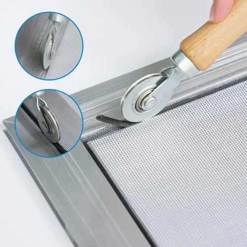Vista 4 de HOMMEE Kit de reparación de puertas de pantalla y mosquitera, malla de fibra de vidrio de 39 x 118 pulgadas con herramienta rodante y ranura