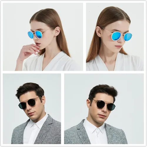 Vista 2 de CONRAD RONTGEN - Gafas de sol redondas retro para mujeres y hombres, protección UV400