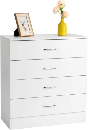 Vista 12 de Karl home Cómoda de 4 cajones, cómoda de almacenamiento moderna, mesita de noche de madera para dormitorio, sala de estar (negro)