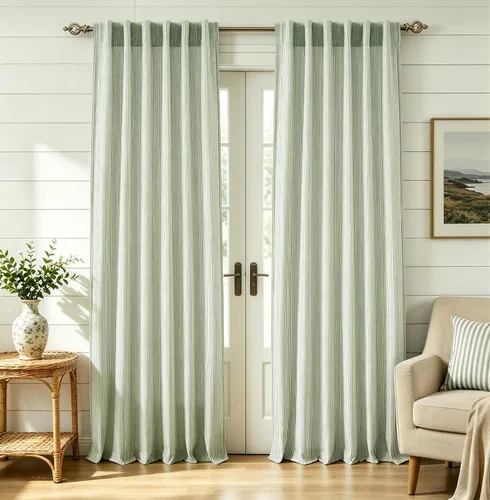 Vista 15 de DriftAway Cortinas de lino 100% opacas a rayas, de doble capa, 96 pulgadas de largo, para sala de estar, dormitorio, hilo teñido, con aislamiento
