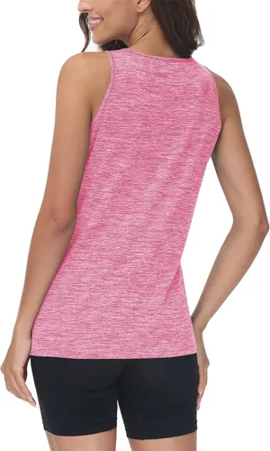 Vista 3 de TACVASEN Camiseta sin mangas para mujer, ligera, atlética, para yoga, cuello redondo, para ejercicio, fitness, para entrenamiento