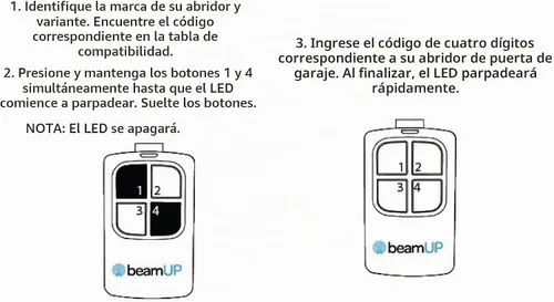 Vista 5 de beamUP Transmisor remoto universal para puerta de garaje, control remoto de puerta de garaje de 4 botones para operar 4 puertas de garaje separadas