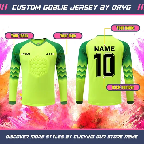 Vista 2 de ORYG Camiseta de portero de fútbol personalizada para niños, jóvenes, adultos, con número de nombre,
