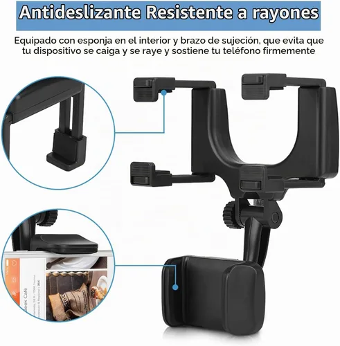 Vista 5 de Clip de agarre universal para espejo retrovisor de coche, soporte universal para teléfono celular para iPhone Samsung HTC GPS Smartphone