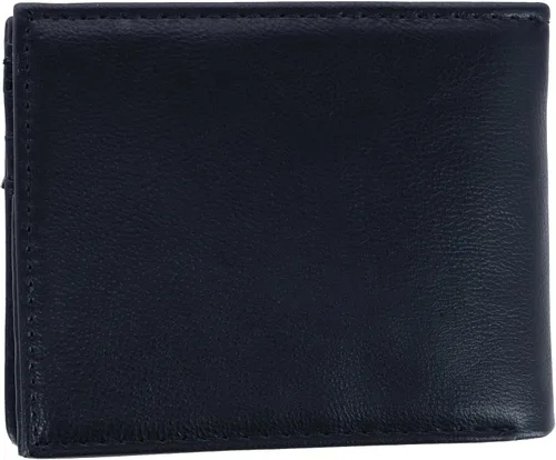 Vista 3 de Ecko - Cartera plegable de piel para hombre con bolsillos con cremallera, color negro, Negro
