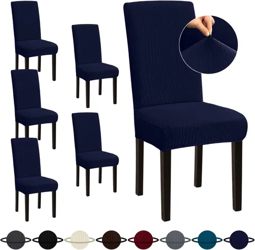 Vista 69 de Sufdari Juego de 4 fundas para sillas de comedor, color beige, antideslizantes, de elastano, elásticas, para comedor, hotel (Grande)