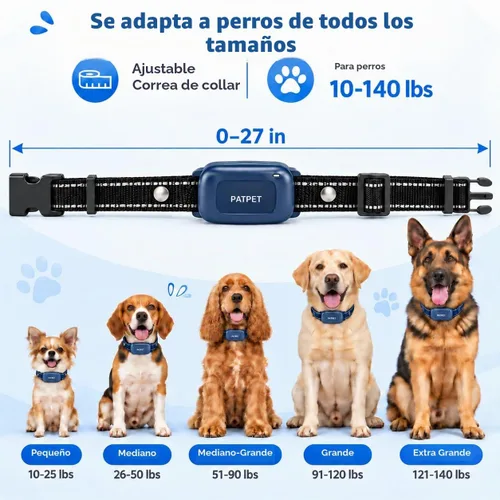 Vista 6 de PATPET Collar de entrenamiento para perros con control remoto, collar de choque impermeable IPX7 de 2000 pies, 4 modos