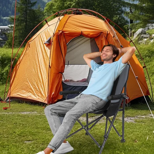 Vista 2 de REDCAMP Silla de campamento plegable de gran tamaño para adultos, resistente 250/300/330 libras, marco de acero resistente, sillas de campamento al